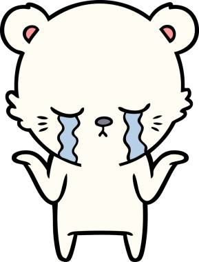 Ağlayan kutup ayısı bir insan tarafından çizilmiş omuzlarını silkeliyor.