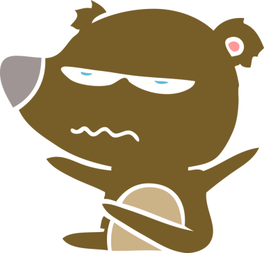 kızgın ayı düz renkli çizgi film bir insan tarafından çizildi.