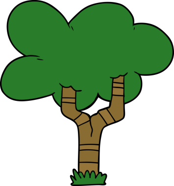 Bir insan tarafından çizilmiş çizgi film ağacı.