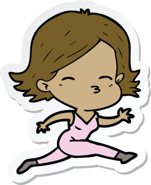 Bir insan tarafından çizilmiş bir karikatür kadının çıkartması.