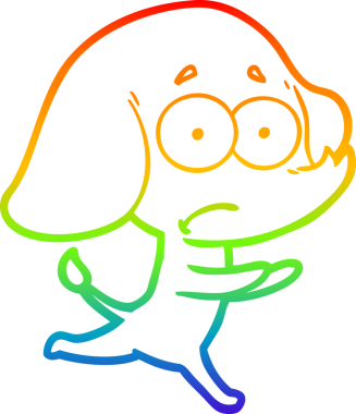 gökkuşağı gradyan çizgi çizimi bir insan tarafından çizilen kararsız fil.