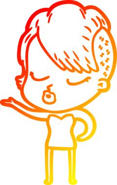 Bir insan tarafından çizilmiş güzel hippi bir çizgi film çizimi.