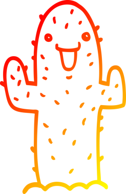 Bir insan tarafından çizilmiş bir kaktüsün sıcak çizgi çizimi