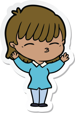 Bir insan tarafından çizilmiş bir karikatür kadının çıkartması.