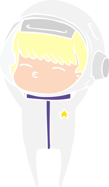 Düz renkli çizgi film meraklısı astronot bir insan tarafından çizilmiş.