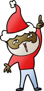 Bir insan tarafından çizilmiş Noel Baba şapkası giyen mutlu sakallı bir adamın gradyan çizimi.