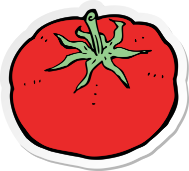 Bir insan tarafından çizilmiş bir domates etiketi.