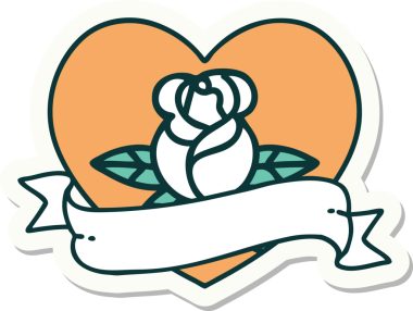 Bir insan tarafından çizilmiş, geleneksel kalp şeklinde dövme çıkartması.