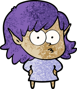 Bir insan tarafından çizilmiş çizgi film elf kızı.