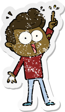 Bir insan tarafından çizilmiş, kederli bir çizgi film çıkartması.