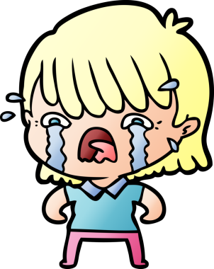 Bir insan tarafından çizilmiş ağlayan çizgi film kızı.