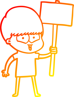 Bir insan tarafından çizilen mutlu bir çocuğun sıcak çizgi çizimi.