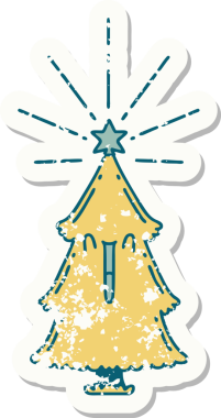 Bir insan tarafından çizilmiş yıIbaşı ağacının eski bir çıkartması.