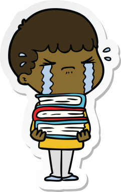 Bir insan tarafından çizilmiş, ağlayan bir çizgi film karakterinin çıkartması.