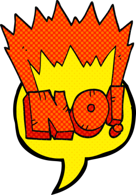 El yazısıyla çizilmiş çizgi roman konuşma balonu No! Bir insan tarafından çizilmiş bağır