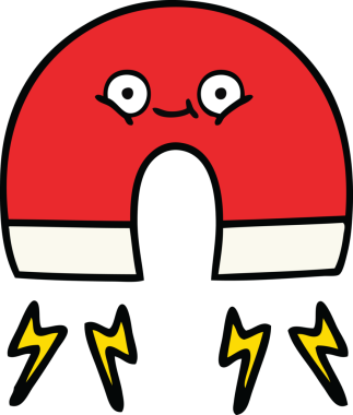 Bir insan tarafından çizilmiş şirin bir mıknatıs karikatürü