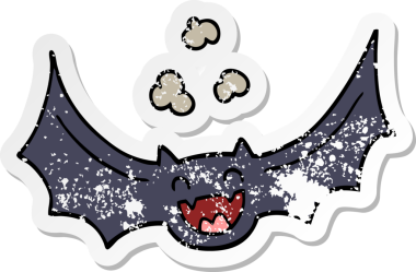 Bir insan tarafından çizilmiş karikatür yarasasının sıkıntılı çıkartması.