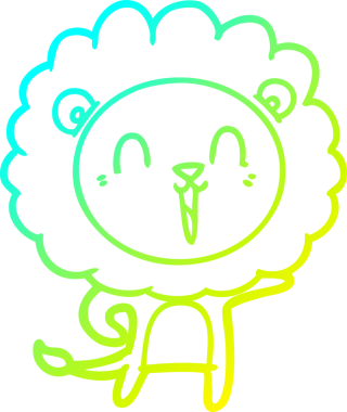 Bir insan tarafından çizilmiş gülen aslan karikatürü.