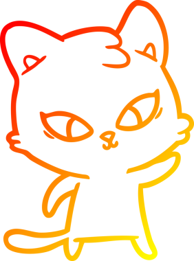 Bir insan tarafından çizilmiş sevimli bir çizgi film kedisinin sıcak çizgi çizgisi.