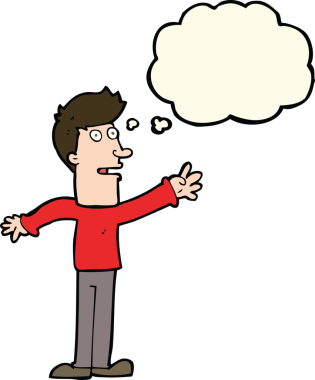 Bir insan tarafından çizilen düşünce baloncuğuyla uzanan çizgi film adamı.