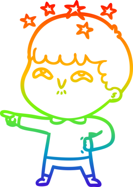 gökkuşağının gradyan çizimi bir çizgi film karakteri tarafından çizilmiş.