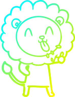 Bir insan tarafından çizilmiş mutlu çizgi film aslanı çizimi.