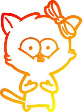 Bir insan tarafından çizilmiş çizgi film kedisinin sıcak çizgi çizimi