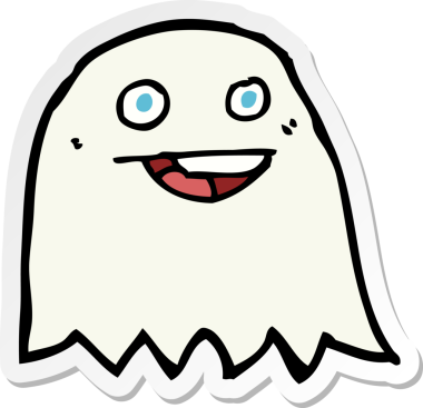 Bir insan tarafından çizilmiş bir hayaletin çıkartması.