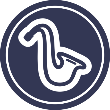 bir insan tarafından çizilmiş müzik aleti saksafon dairesel simgesi