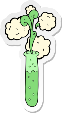 Bir insan tarafından çizilmiş bir karikatür bilim test tüpünün çıkartması.