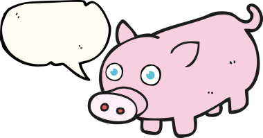 Bir insan tarafından çizilmiş serbest konuşma balonu çizilmiş domuz yavrusu.