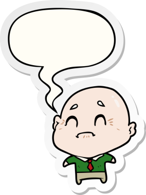 Bir insan tarafından çizilmiş konuşma balonu çıkartmalı yaşlı adam çizgi filmi.