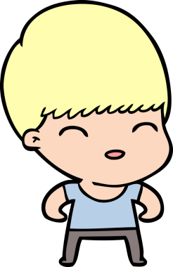 Bir insan tarafından çizilmiş mutlu çizgi film çocuğu.