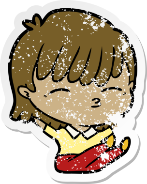 Bir insan tarafından çizilmiş karikatür bir kadının sıkıntılı çıkartması.