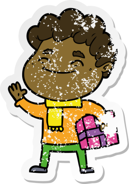 Bir insan tarafından çizilmiş, karikatür dostu bir adamın sıkıntılı çıkartması.