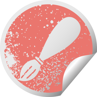 Bir insan tarafından çizilmiş bir boya fırçasının çizilmiş dairesel soyma etiketi.