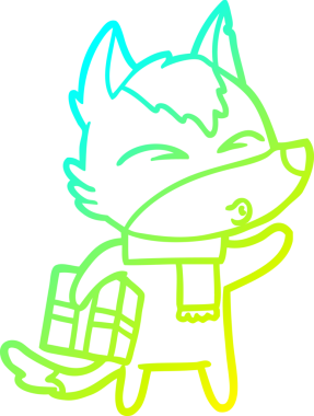 Soğuk gradyan çizgisi, bir insan tarafından çizilmiş bir Noel Kurdu 'nun çizimi.