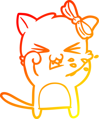 Bir insan tarafından çizilmiş çizgi film kedisinin sıcak çizgi çizimi