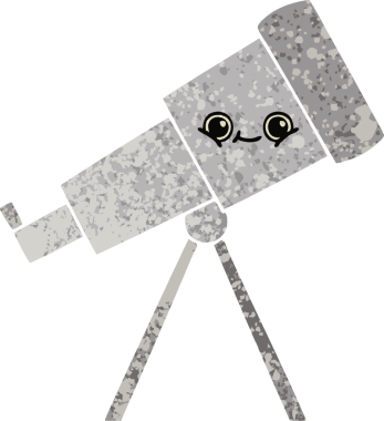 Bir insan tarafından çizilmiş bir teleskobun retro çizim tarzı karikatürü