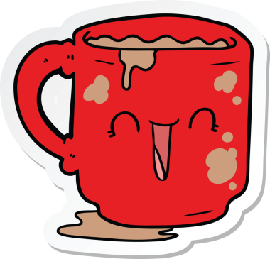 Bir insan tarafından çizilmiş pis ofis kupasının çıkartması.