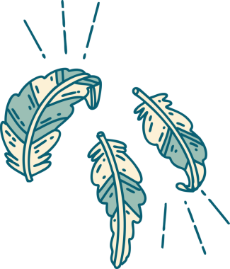 Bir insan tarafından çizilmiş geleneksel dövme tüylerinin çizimi