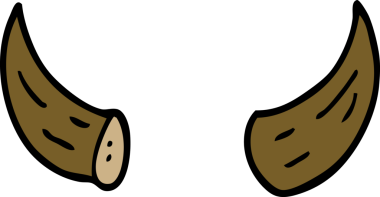 Bir insan tarafından çizilmiş karikatür boynuzları.