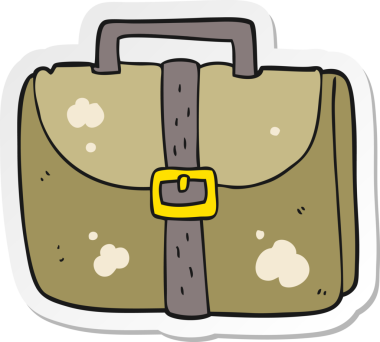 Bir insan tarafından çizilmiş eski bir çalışma çantasının çıkartması.