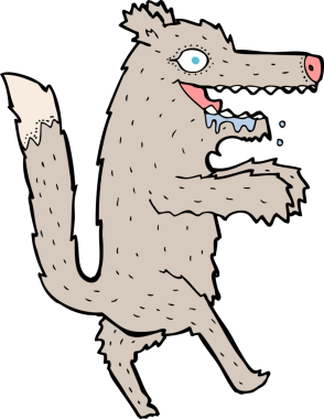 Bir insan tarafından çizilmiş büyük kötü kurt çizgi filmi.