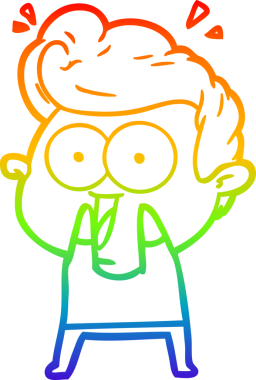 Gökkuşağı gradyanı çizimi bir insan tarafından çizilmiş heyecanlı bir çizgi film