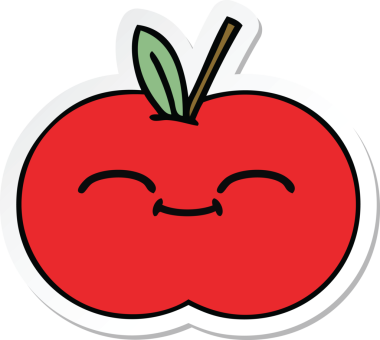 Bir insan tarafından çizilmiş kırmızı bir çizgi filmin çıkartması.