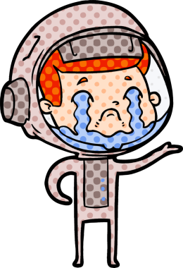 Bir insan tarafından çizilmiş ağlayan astronot çizgi filmi.