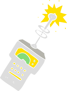 Bir insan tarafından çizilmiş fütürist tarayıcının düz renk çizimi