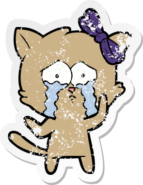 Bir insan tarafından çizilmiş karikatür bir kedinin sıkıntılı çıkartması.