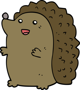 Mutlu kirpi çizgi filmi bir insan tarafından çizildi.